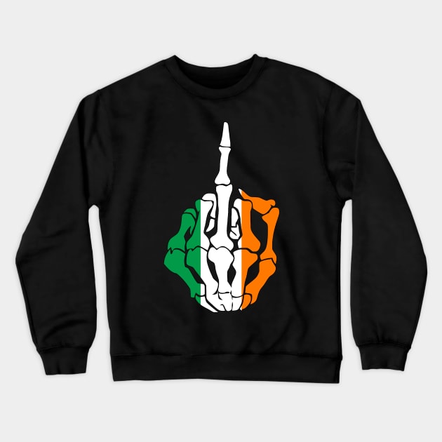 Skeleton Middle Finger Ireland Flag Crewneck Sweatshirt by GoodSirWills Place